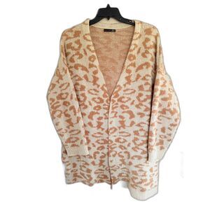 Black Tape Leopard Print Longline Cardigan Sweater Plus Size 3X Boho Animal